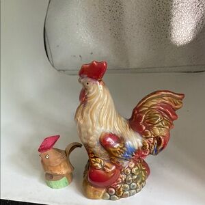 Red and Gold Decorative Rooster Figurines